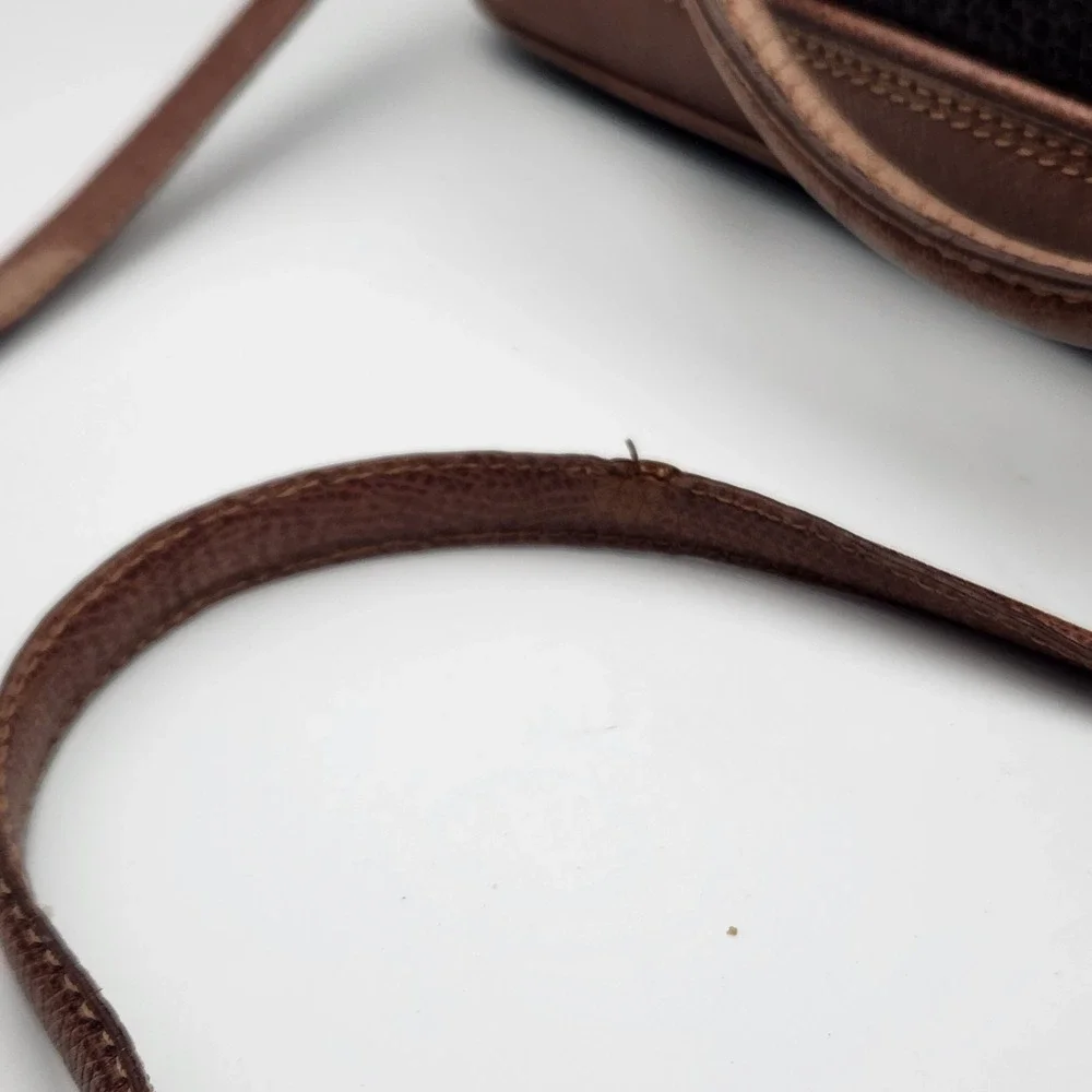 Vintage Liz Claiborne Leather Satchel Black Brown Bag Made in Korea‎ 12 Inch